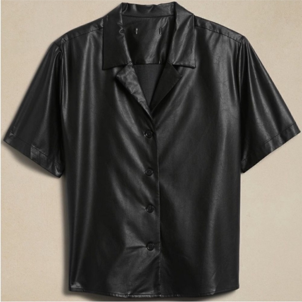 Banana Republic Vegan Leather Button-Up Shirt